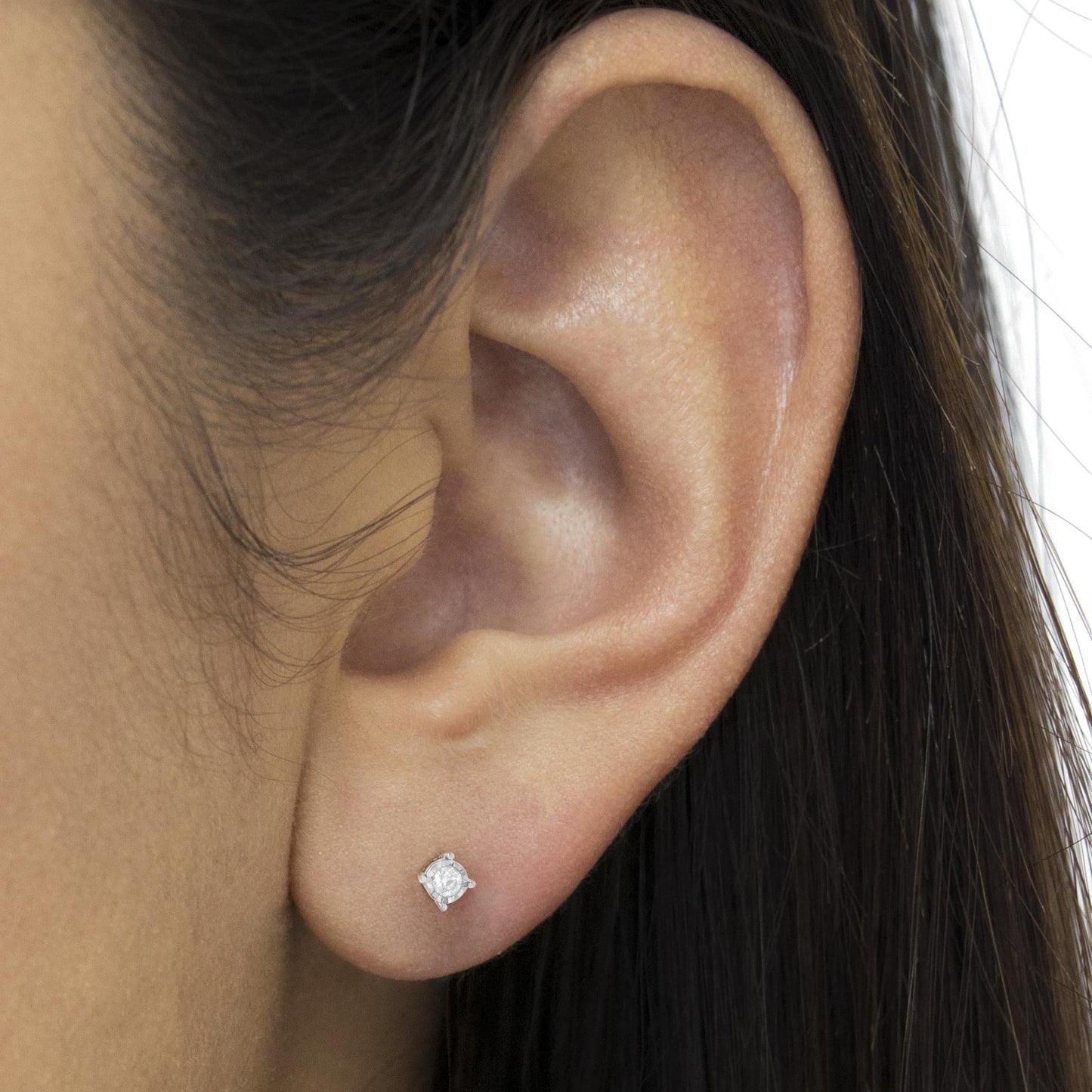 .925 Sterling Silver 1/2 Cttw Near Colorless Round Brilliant - Cut Diamond Miracle - Set Stud Earrings - Nobiliving