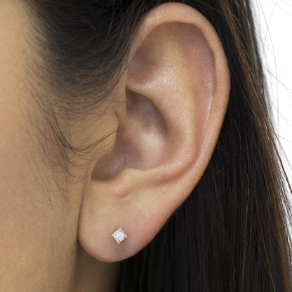 .925 Sterling Silver 1/2 Cttw Near Colorless Round Brilliant - Cut Diamond Miracle - Set Stud Earrings - Nobiliving