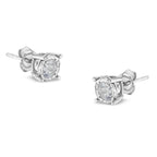 .925 Sterling Silver 1/2 Cttw Round Brilliant-Cut Diamond Miracle-Set Stud Earrings