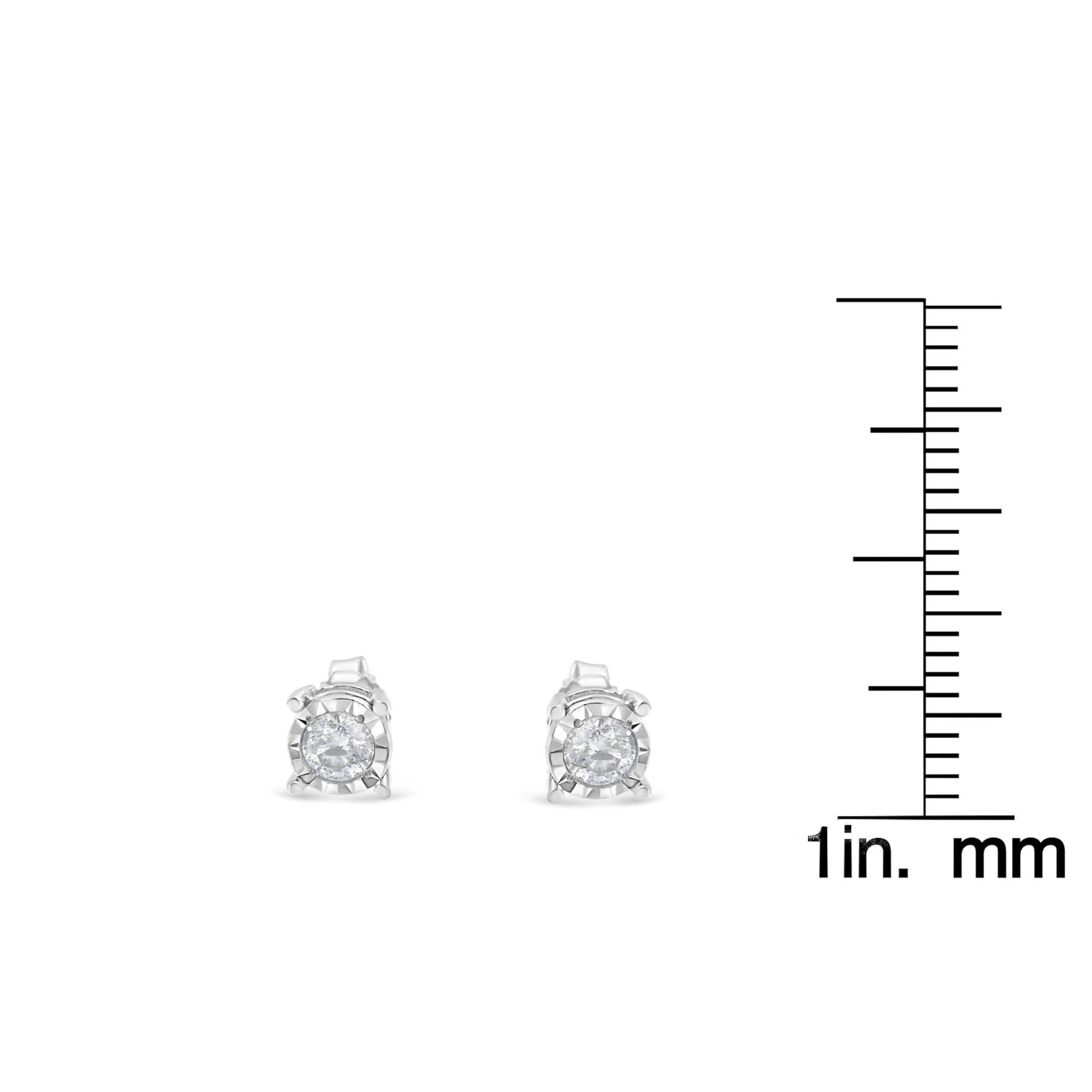 .925 Sterling Silver 1/2 Cttw Near Colorless Round Brilliant - Cut Diamond Miracle - Set Stud Earrings - Nobiliving