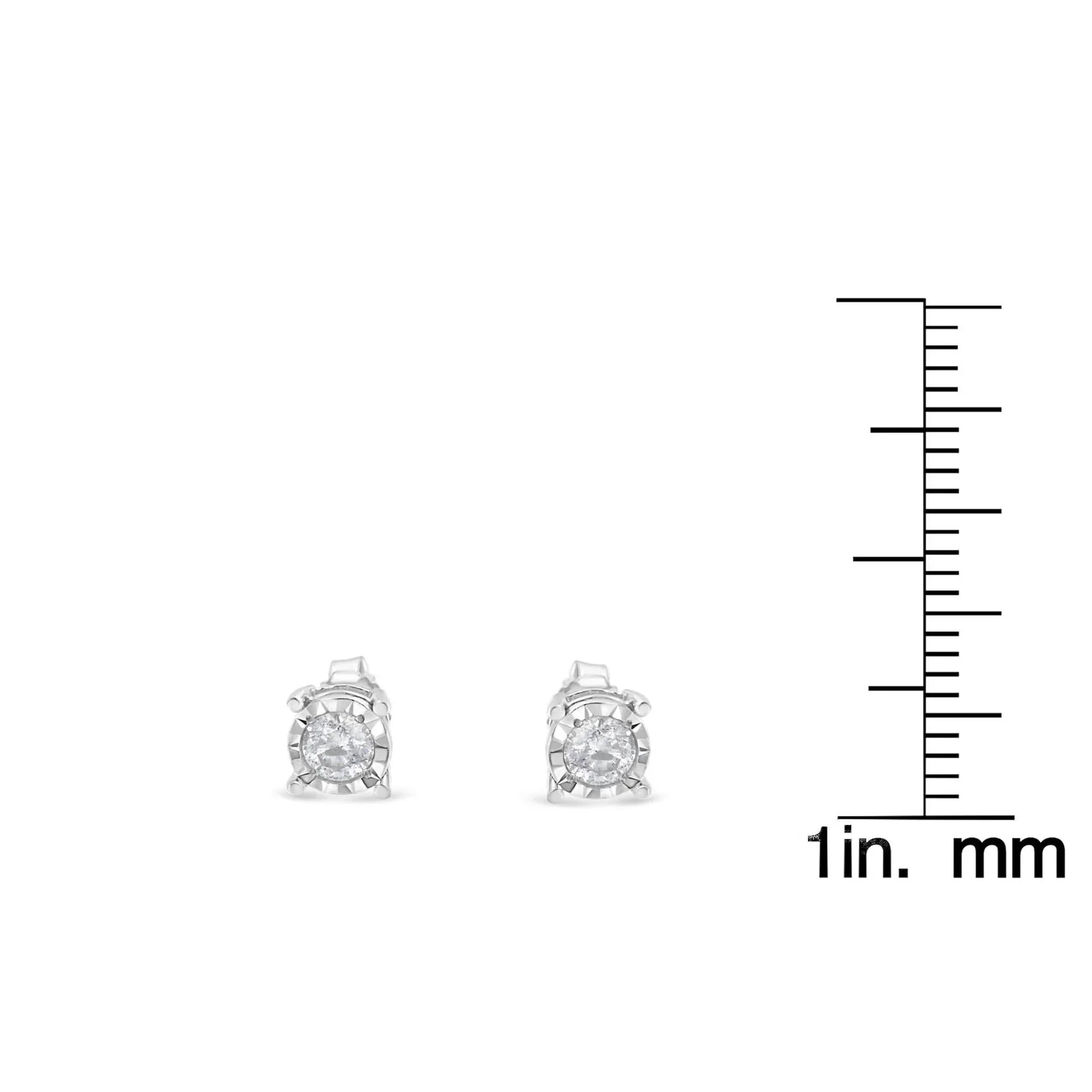 .925 Sterling Silver 1/2 Cttw Round Brilliant-Cut Diamond Miracle-Set Stud Earrings
