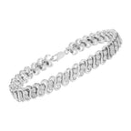 .925 Sterling Silver 1/4 cttw Round-Cut Diamond Double Row Wrapped S-Link Bracelet