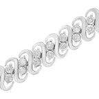.925 Sterling Silver 1/4 cttw Round-Cut Diamond Double Row Wrapped S-Link Bracelet