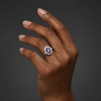 .925 Sterling Silver 9x7mm Oval Purple Amethyst and Round Diamond Accent Fashion Cocktail Ring - Nobiliving