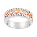 10K White and Rose Gold 1/3 Cttw Diamond Split Shank and Infinity Ribbon Band Ring