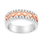 10K White and Rose Gold 1/3 Cttw Diamond Split Shank and Infinity Ribbon Band Ring