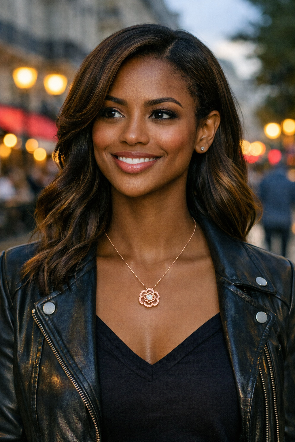 10K Rose Gold Plated Flower Accent Pendant Necklace