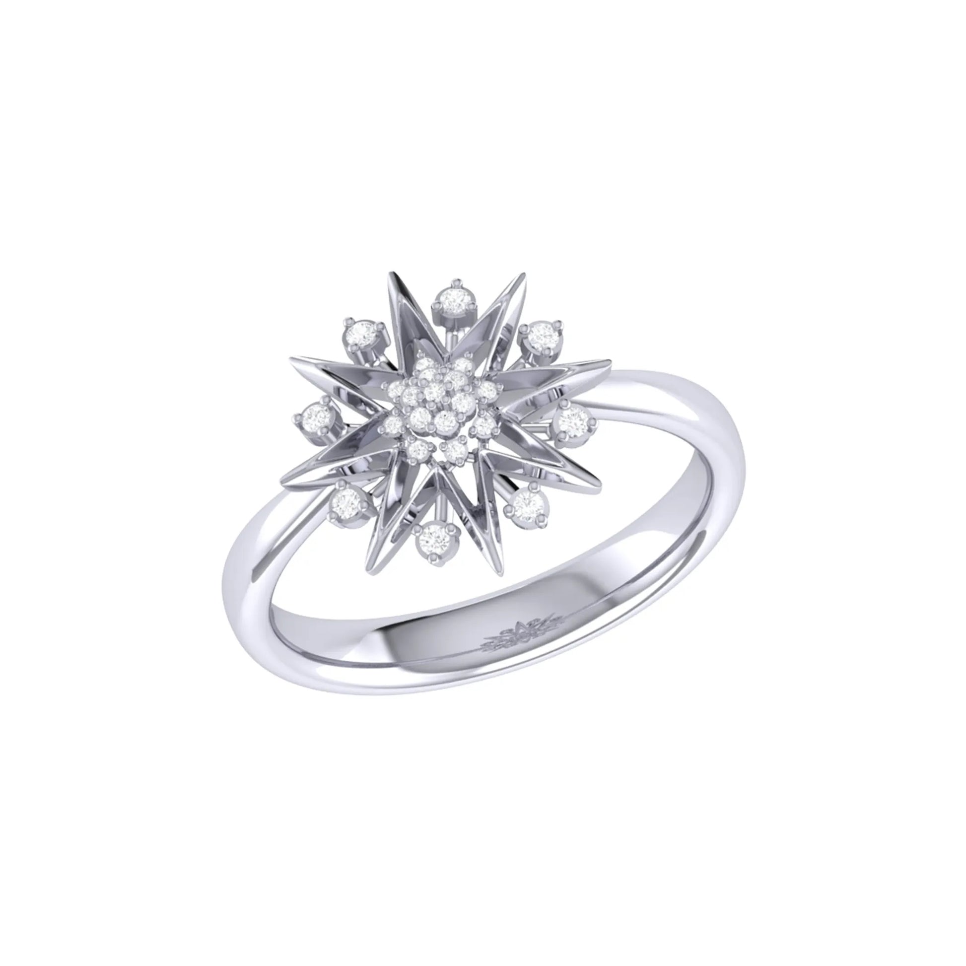 Supernova Star Diamond Ring in Sterling Silver