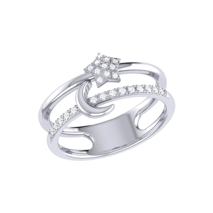 Starlit Crescent Double Band Diamond Ring in Sterling Silver is designed to last a lifetime