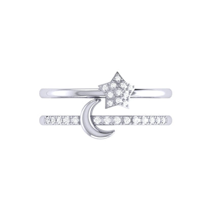 Starlit Crescent Double Band Diamond Ring in Sterling Silver - this piece is made to order to ensure a perfect fit 