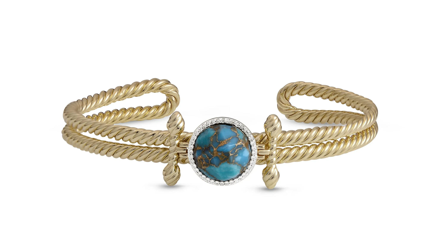 Golden Rays Turquoise & Diamond Cuff