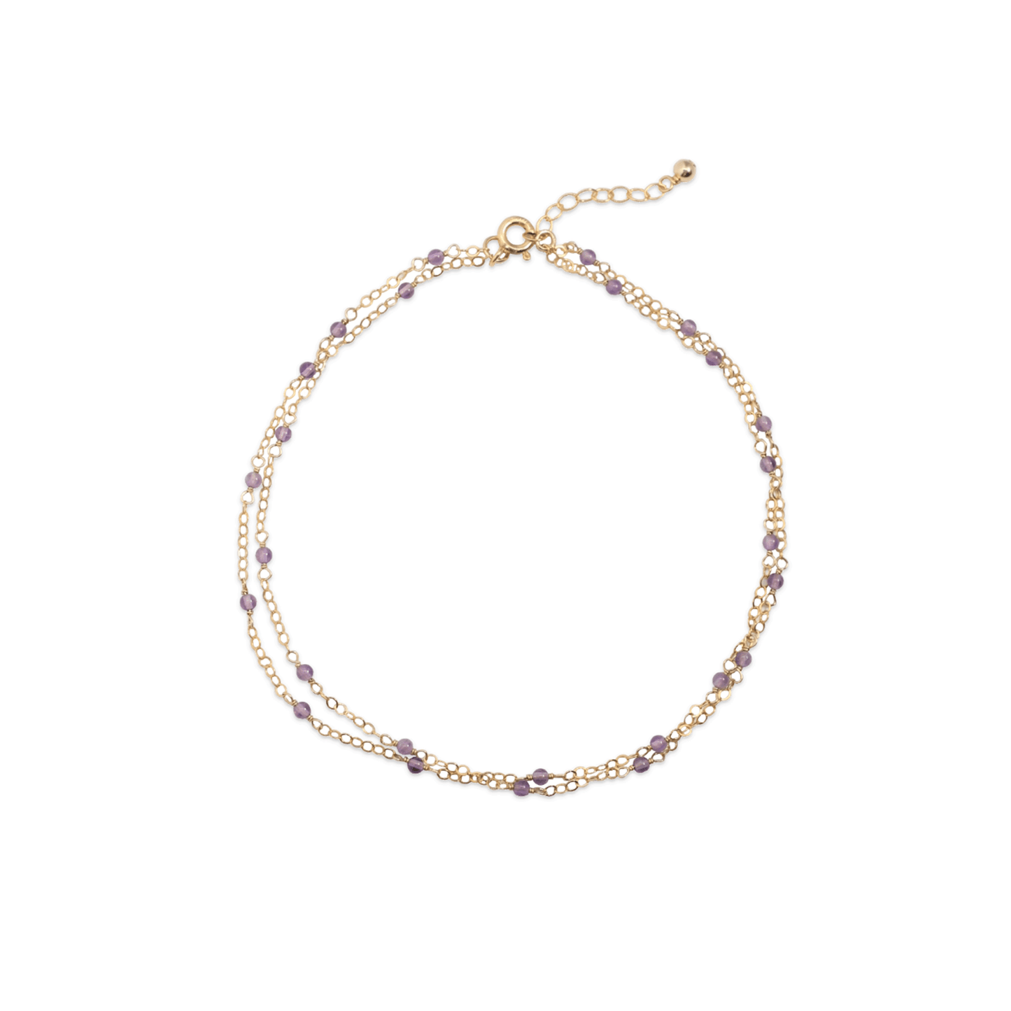 Amethyst Layered Gemstone Anklet - nobiliving.com