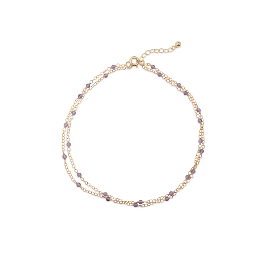 Amethyst Layered Gemstone Anklet - nobiliving.com