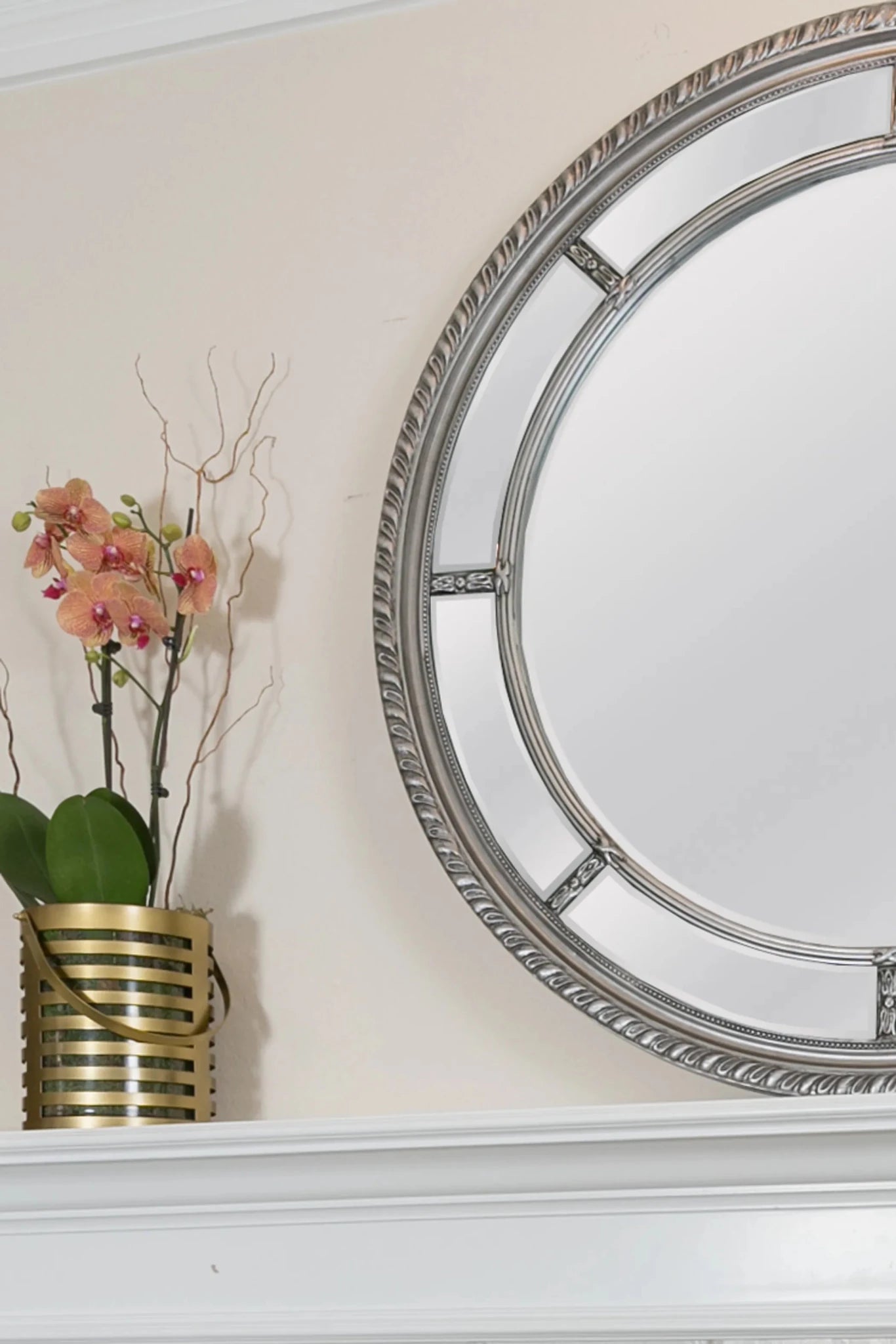 Augusta Circular Mirror - Silver Finish