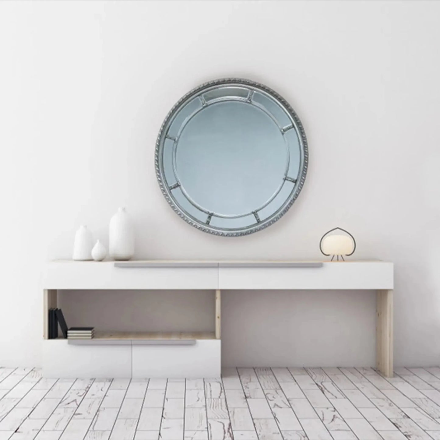Augusta Circular Mirror - Silver Finish