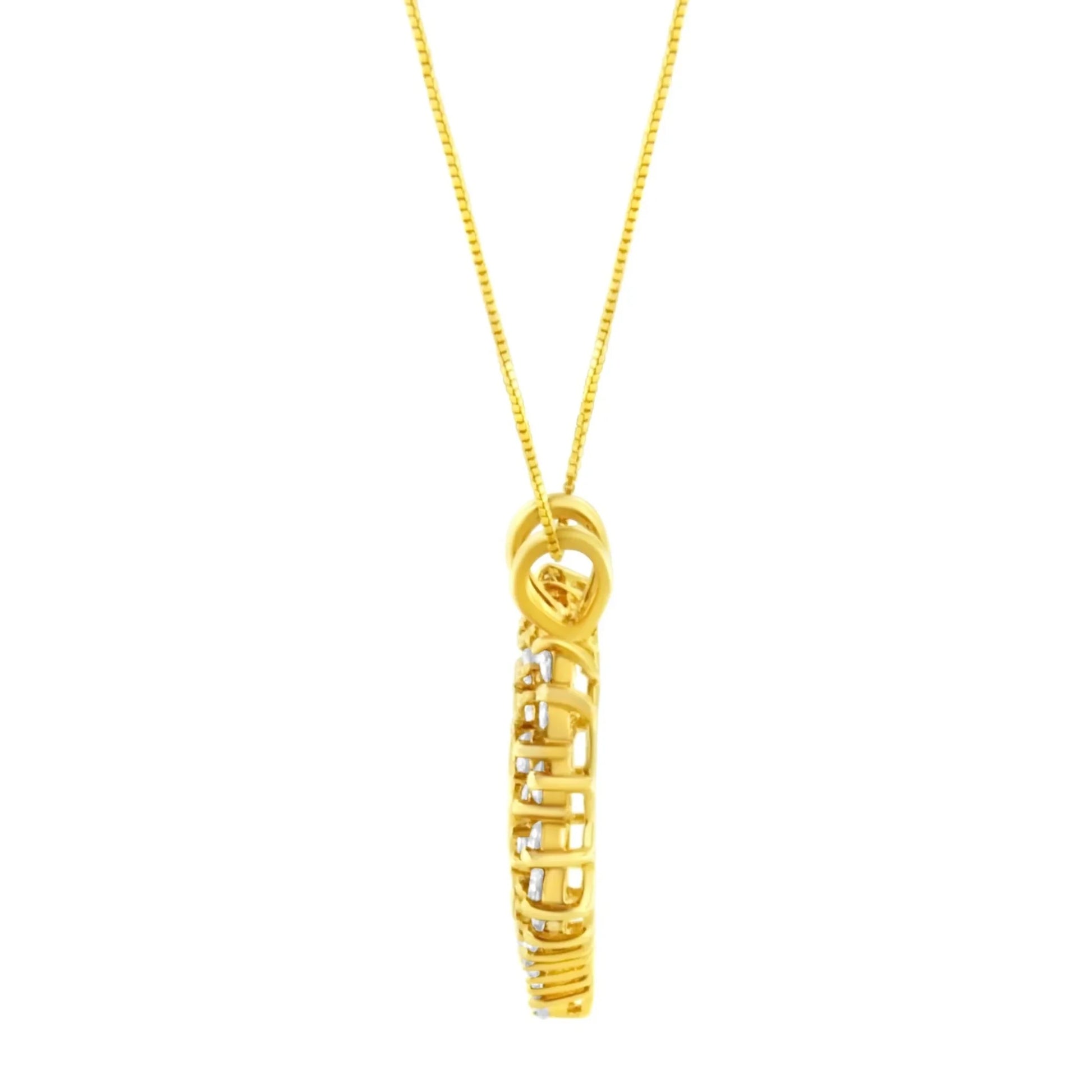 Brilliant-Cut Diamond Open Heart Pendant Necklace