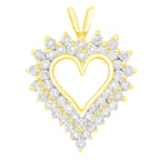 Brilliant-Cut Diamond Open Heart Pendant Necklace
