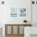 Cape May Lighthouse and Palm Trees White Framed Wall Art - Set of Two - Nobiliving