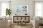 Cape May Lighthouse and Palm Trees White Framed Wall Art - Set of Two - Nobiliving