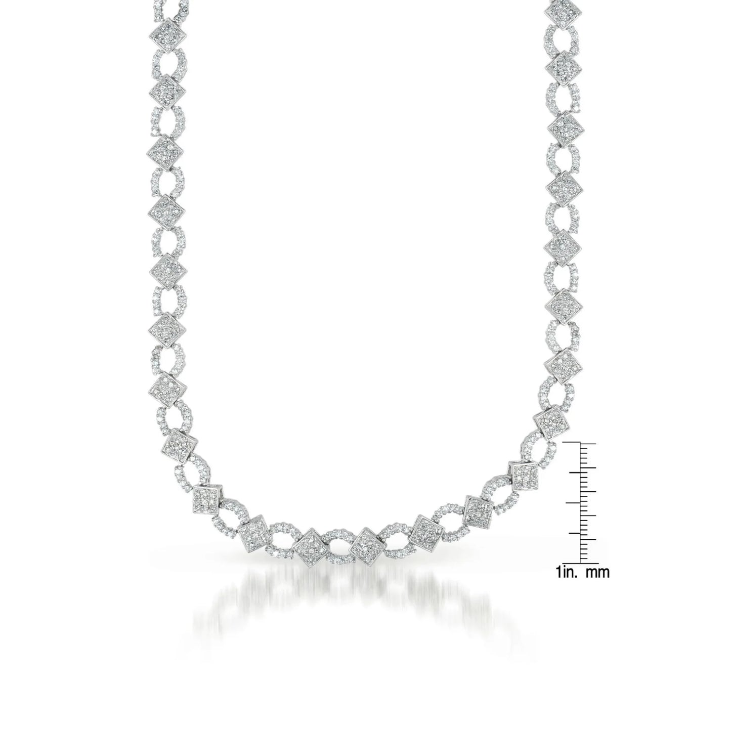 Collette Z Sterling Silver Cubic Zirconia Chain Link Necklace