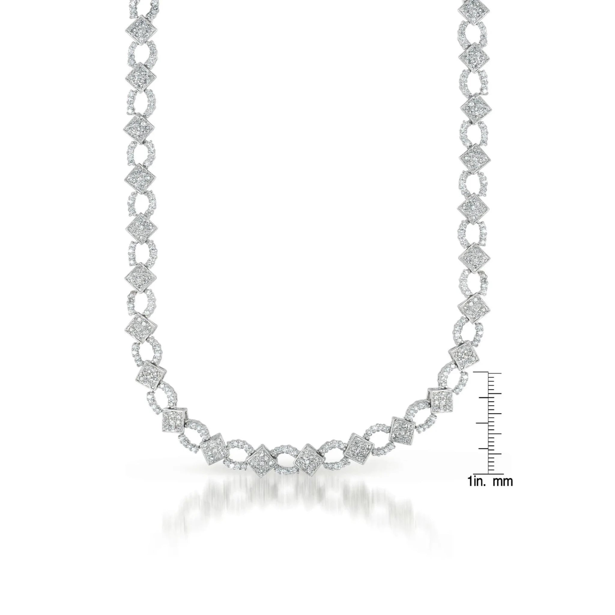 Collette Z Sterling Silver Cubic Zirconia Chain Link Necklace
