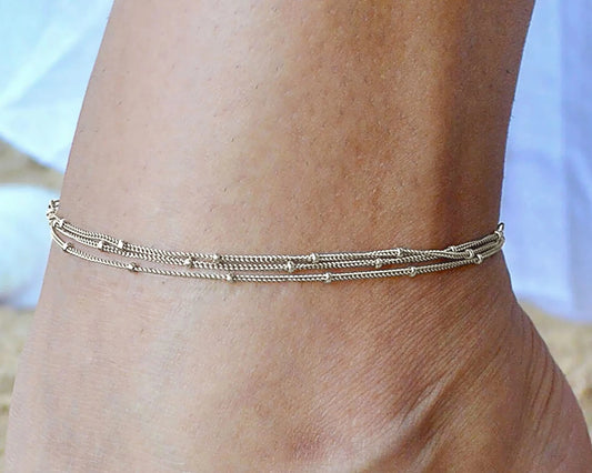 Dainty Silver Chain Ankle Bracelet