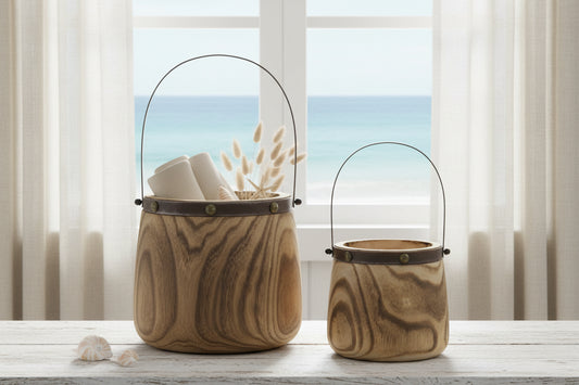Decorative Wooden Pails (Set of 2)