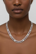 Deep Red Cubic Zirconia Stripe Necklace