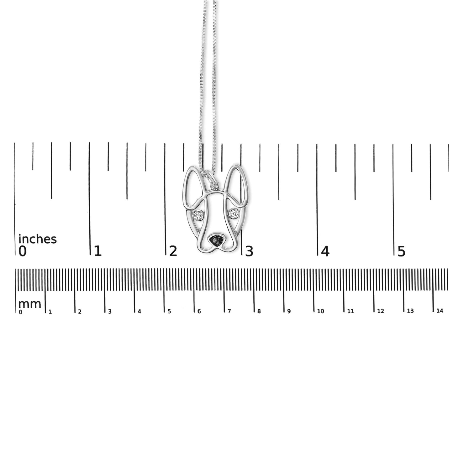 Diamond Accent and Black Enamel French Bulldog Pendant Necklace - Nobiliving