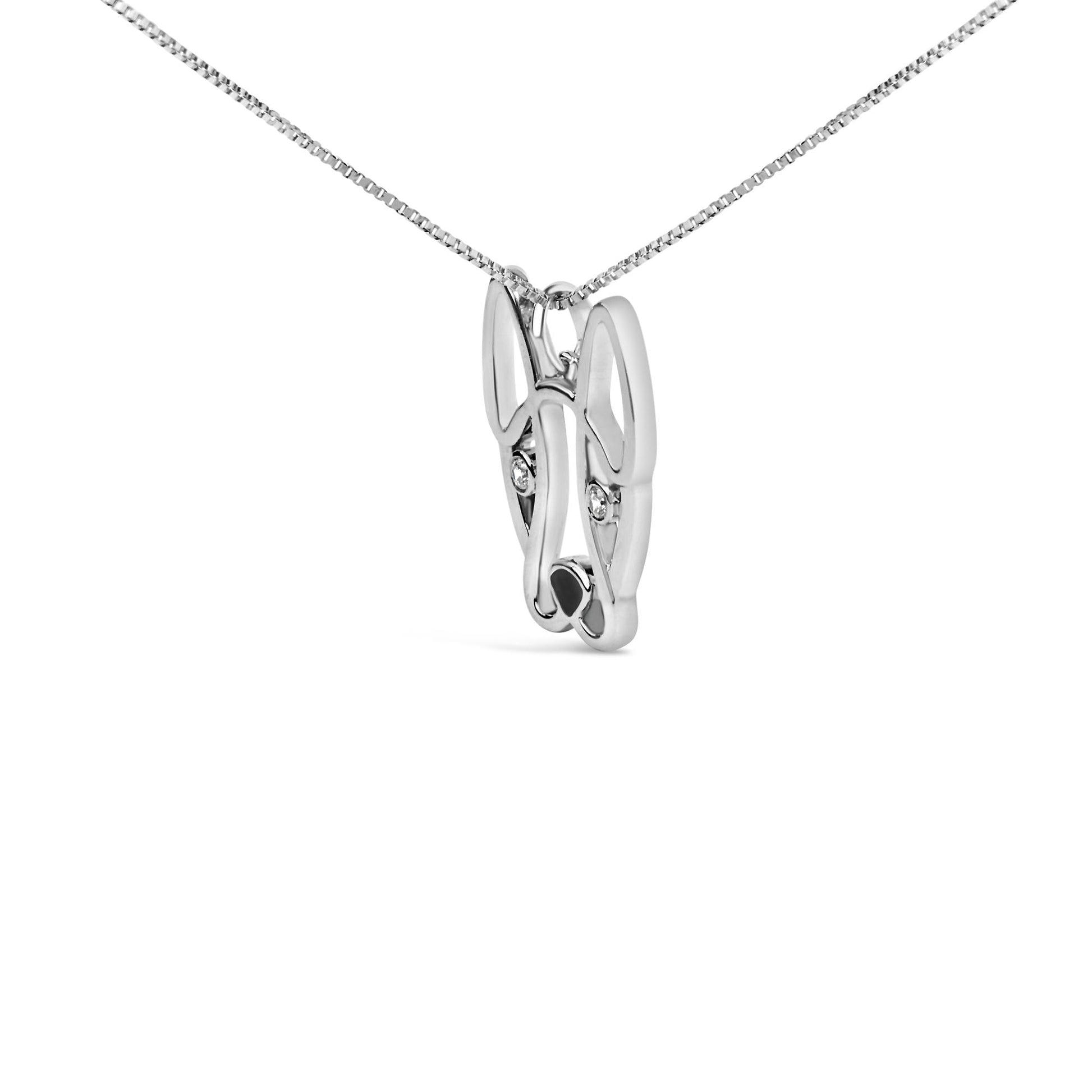 Diamond Accent and Black Enamel French Bulldog Pendant Necklace - Nobiliving