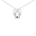 Diamond Accent and Black Enamel French Bulldog Pendant Necklace