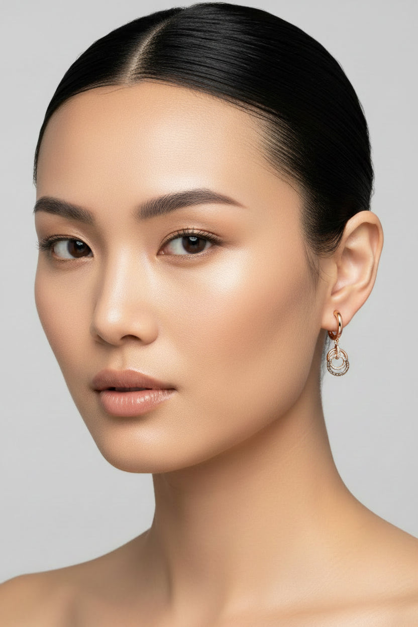 Diamond Intertwining Hoops and Circle Dangle Earrings