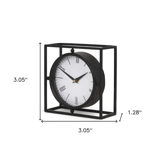 Distressed Metal Table Clock Decor