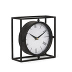 Distressed Metal Table Clock Decor