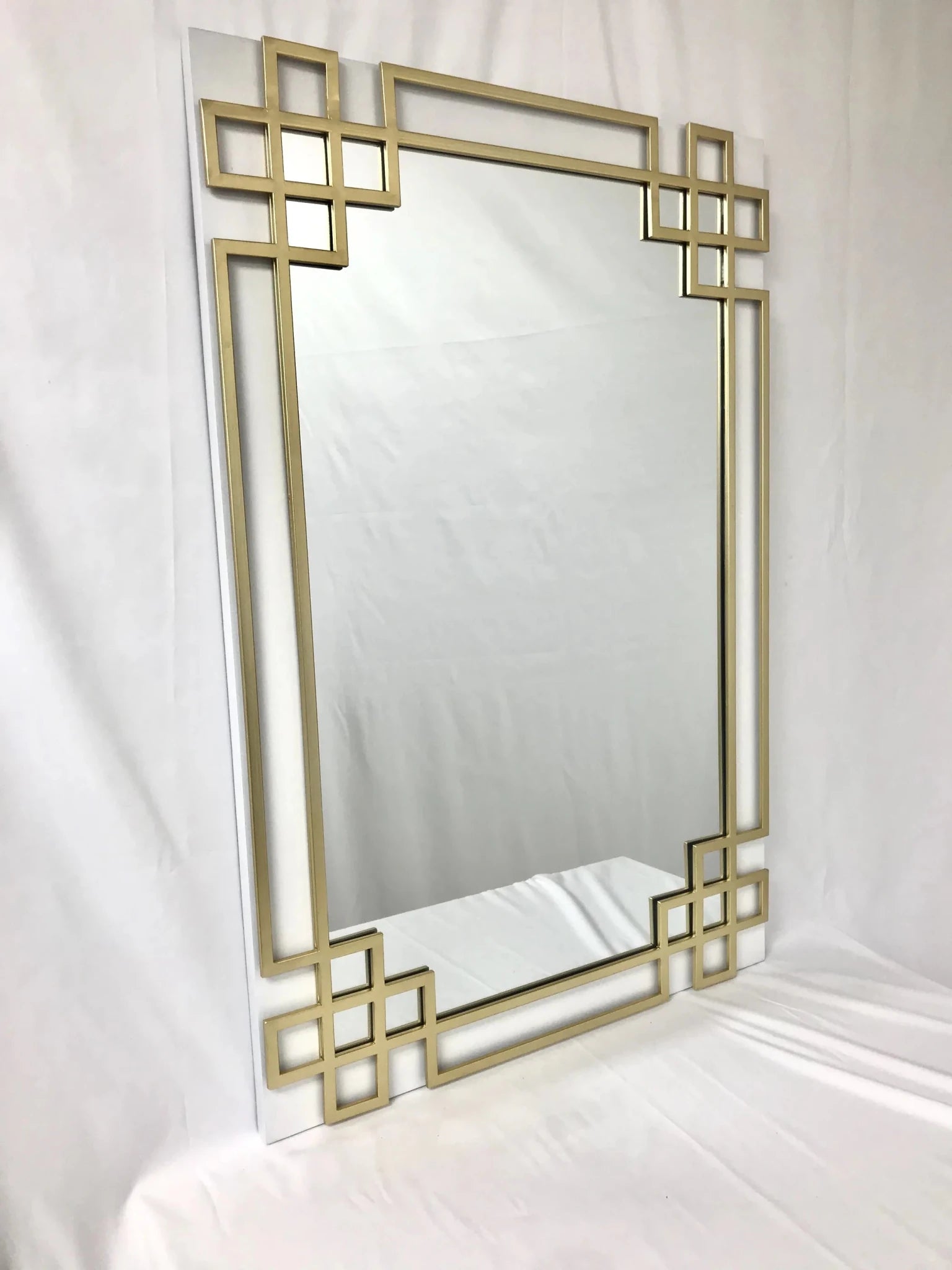Elegant Overlay Wall Mirror-Gold Leaf Overlay-Beveled Glass