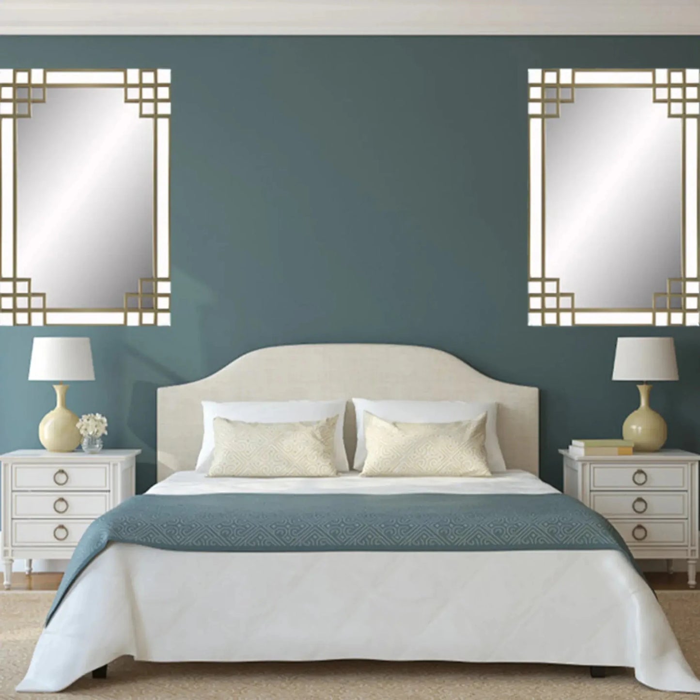 Elegant Overlay Wall Mirror-Gold Leaf Overlay-Beveled Glass