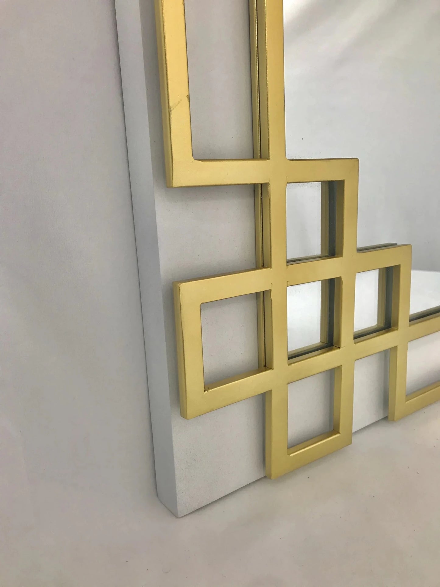 Elegant Overlay Wall Mirror-Gold Leaf Overlay-Beveled Glass