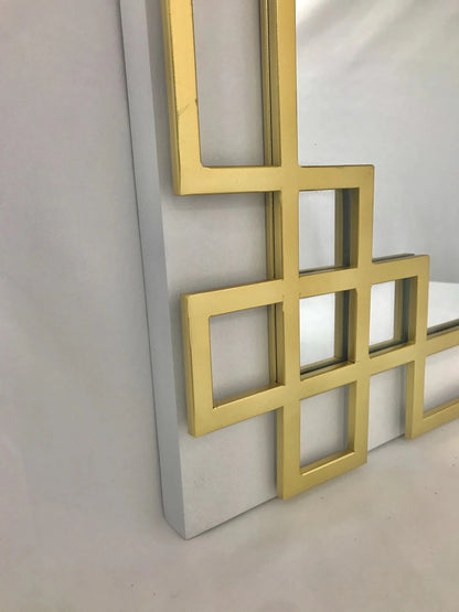 Elegant Overlay Wall Mirror-Gold Leaf Overlay-Beveled Glass