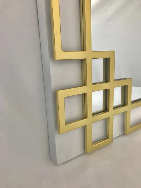 Elegant Overlay Wall Mirror-Gold Leaf Overlay-Beveled Glass