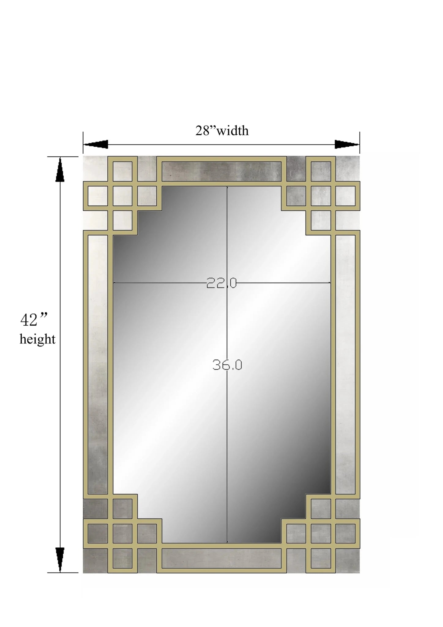 Elegant Overlay Wall Mirror-Gold Leaf Overlay-Beveled Glass