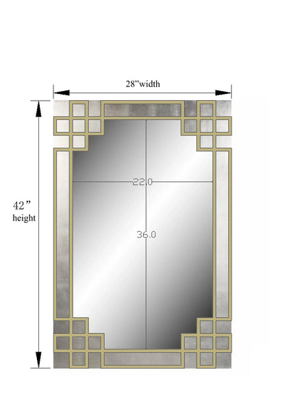 Elegant Overlay Wall Mirror-Gold Leaf Overlay-Beveled Glass