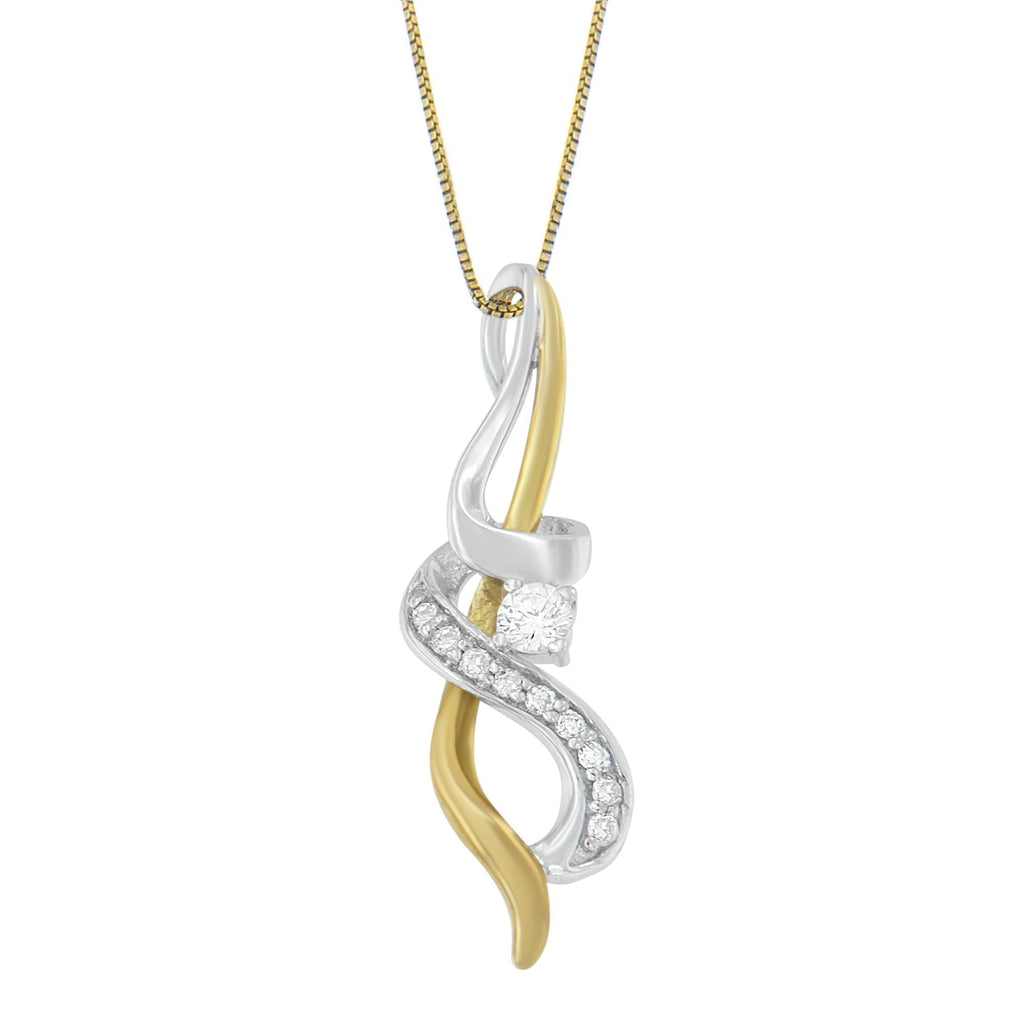 Espira 10K Two - tone Gold Diamond Intertwined Swirl Pendant Necklace - Nobiliving