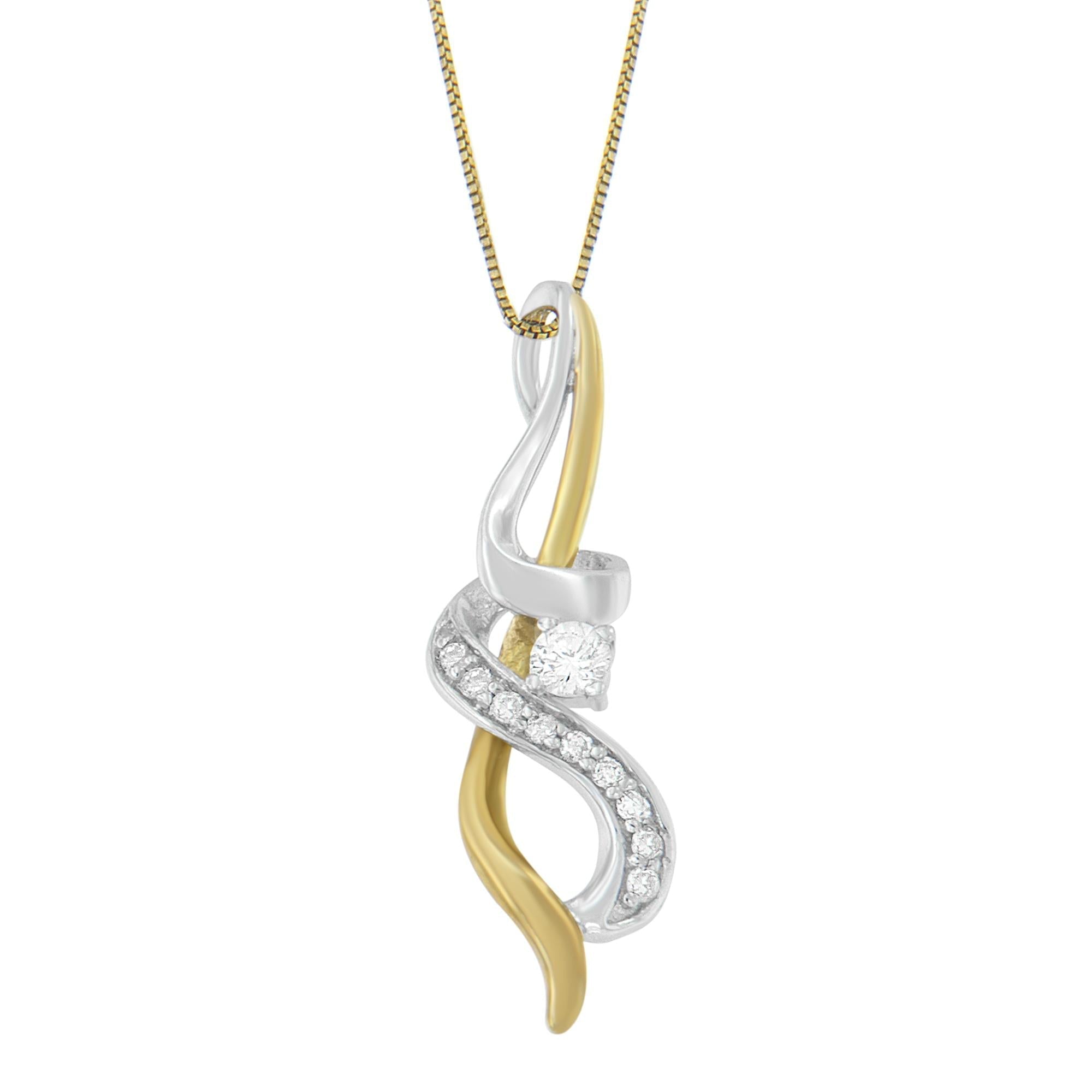 Espira 10K Two - tone Gold Diamond Intertwined Swirl Pendant Necklace - Nobiliving