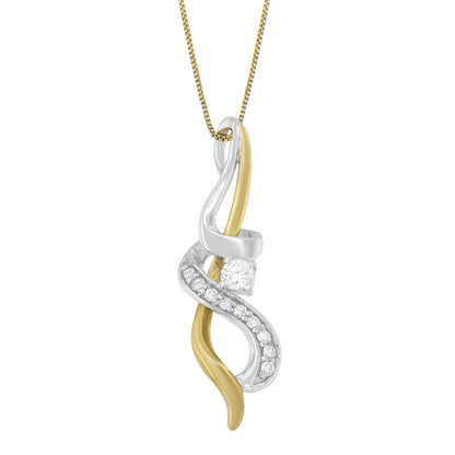 Espira 10K Two - tone Gold Diamond Intertwined Swirl Pendant Necklace - Nobiliving