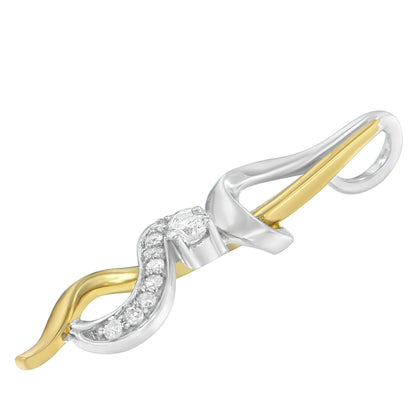 Espira 10K Two - tone Gold Diamond Intertwined Swirl Pendant Necklace - Nobiliving