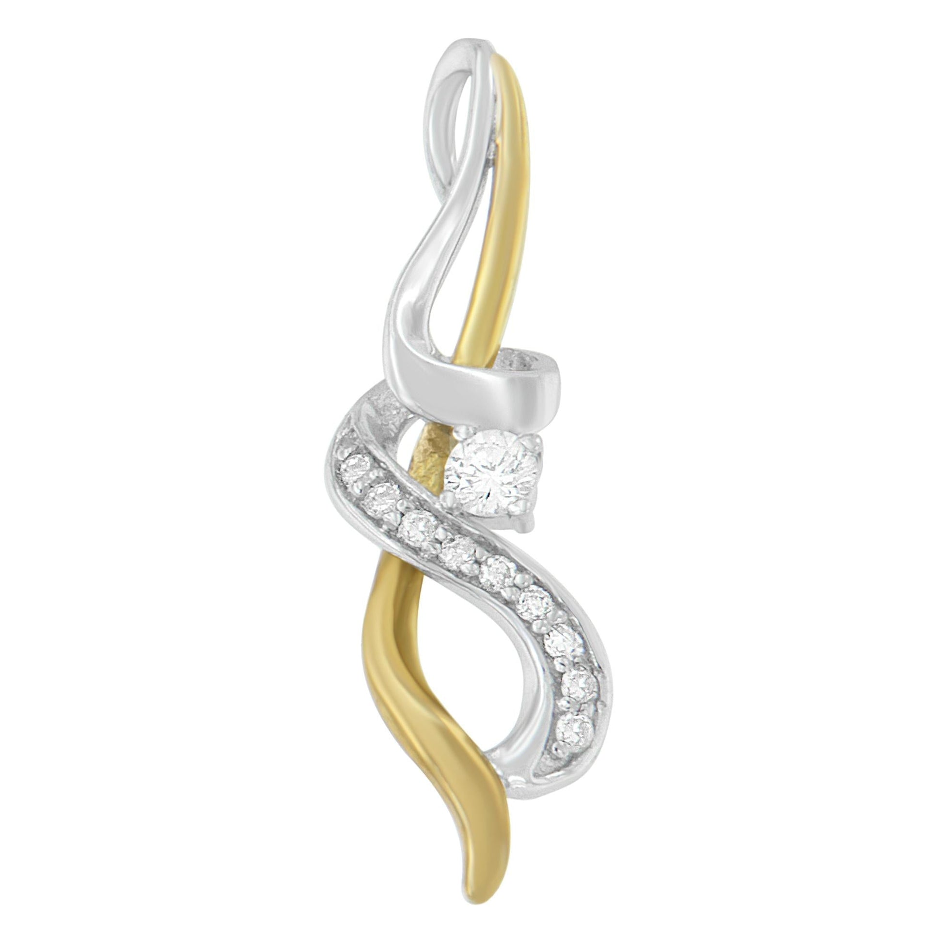 Espira 10K Two - tone Gold Diamond Intertwined Swirl Pendant Necklace - Nobiliving