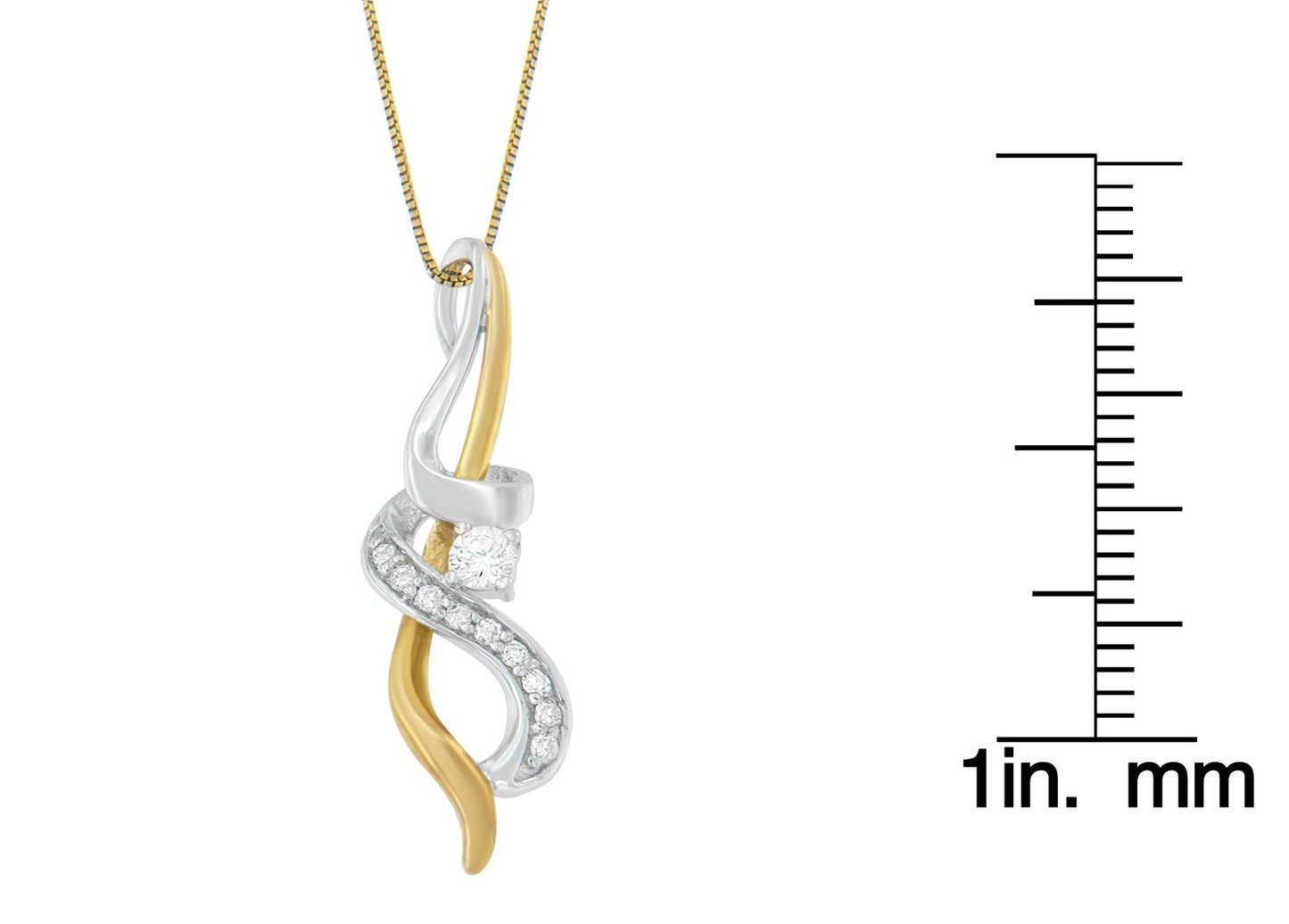 Espira 10K Two - tone Gold Diamond Intertwined Swirl Pendant Necklace - Nobiliving