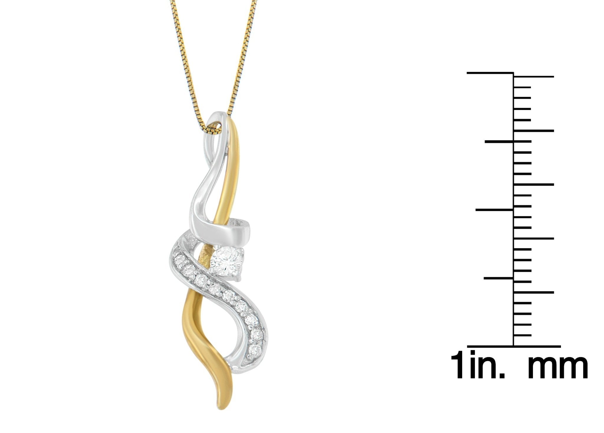 Espira 10K Two - tone Gold Diamond Intertwined Swirl Pendant Necklace - Nobiliving