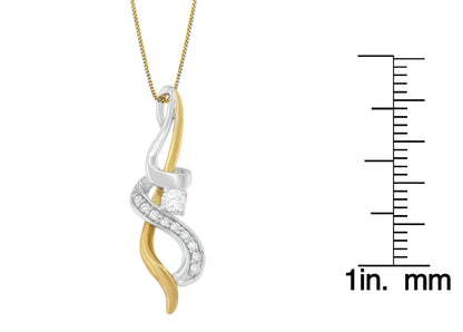 Espira 10K Two - tone Gold Diamond Intertwined Swirl Pendant Necklace - Nobiliving
