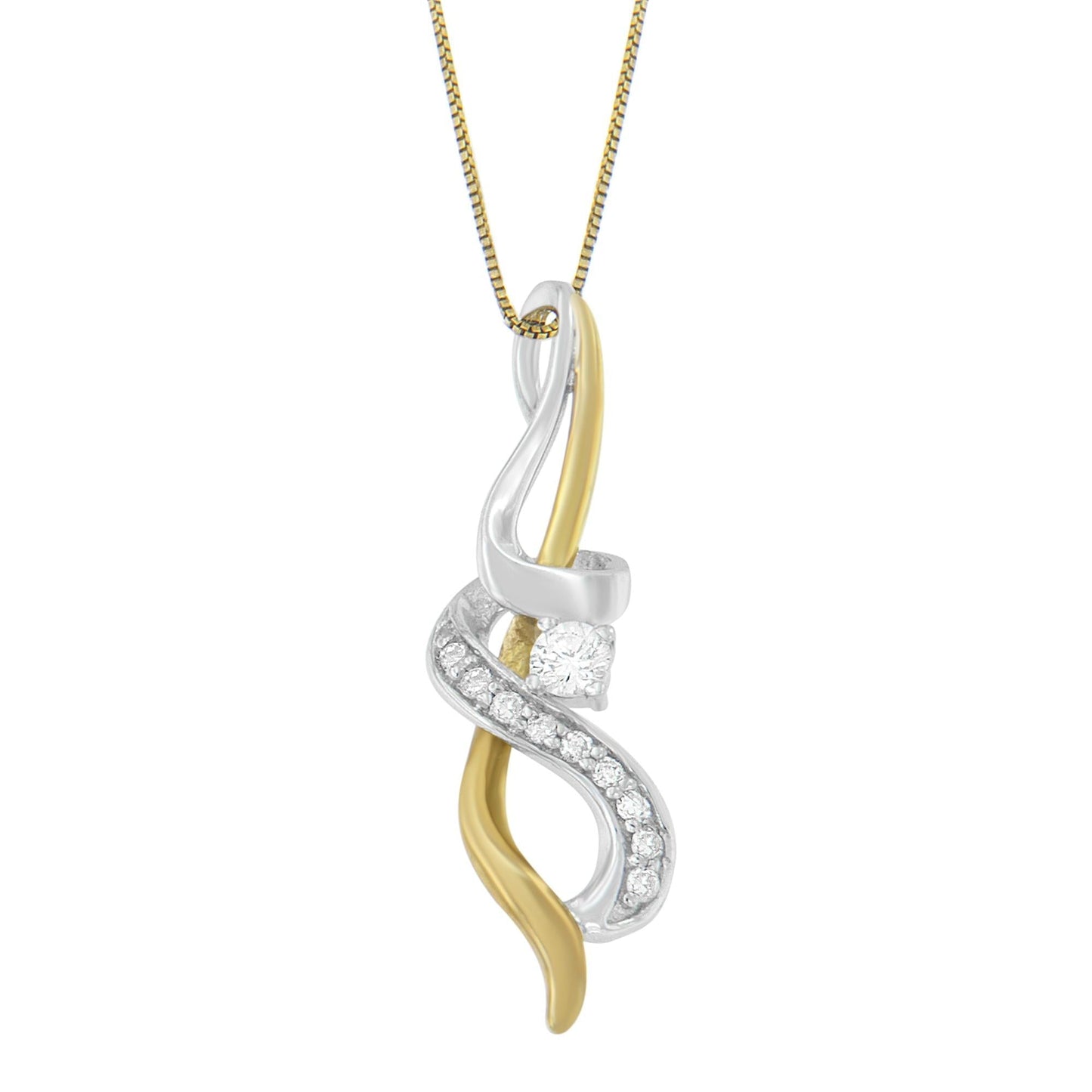 Espira 10K Two - tone Gold Diamond Intertwined Swirl Pendant Necklace - Nobiliving